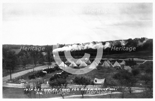 14th US Cavalry camp, Fox River Grove, Illinois, USA, 1920. Artist: Unknown