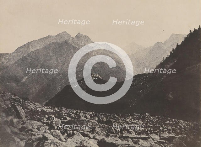 View of the Arruns Pass and Peak from the Pont de Soubé, 1852. Creator: John Stewart.