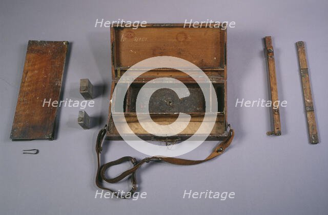 Paint box with removable easel and folding palette, before 1932. Creator: Unknown.