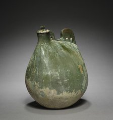 Leather Bag-Shaped Flask with Cover, 916-1125. Creator: Unknown.