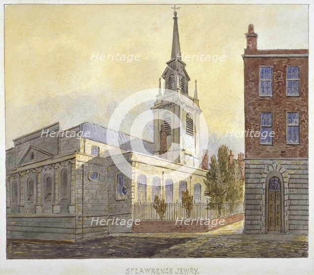 Church of St Lawrence Jewry from Guildhall Yard, City of London, 1810.                               Artist: William Pearson