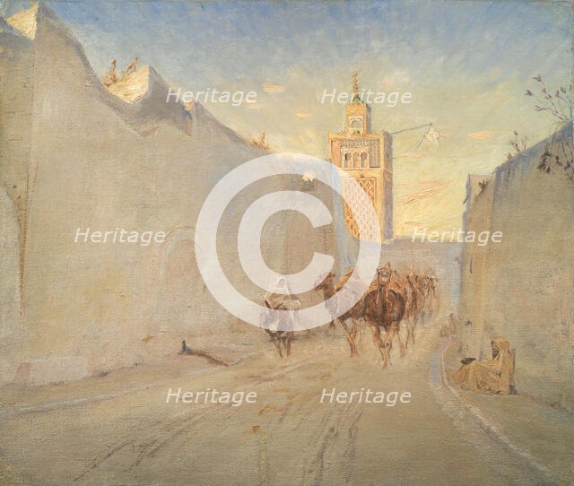 Camels in a Street in Tunisia, 1882. Creator: Theodor Esbern Philipsen.