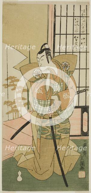 The Actor Matsumoto Koshiro III as Akita Jonosuke in the Play Kawaranu Hanasakae..., c. 1769. Creator: Ippitsusai Buncho.