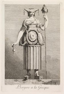 Mascarade à la Grecque: Bergère à la Grecque (Plate 4), 1771. Creator: Benigno Bossi (Italian, 1727-1792).