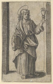 Saint John, book in right hand chalice in left, from the series 'Piccoli Santi' (..., ca. 1500-1527. Creator: Marcantonio Raimondi.
