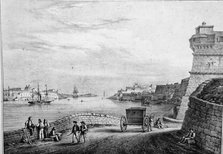 View of Marsamxett Harbour sketched from where nowadays stands Marina di Valletta in Pietà, c1850. Creator: Unknown.