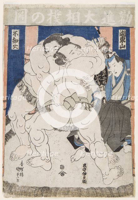 Sumo Wrestlers in Action, .