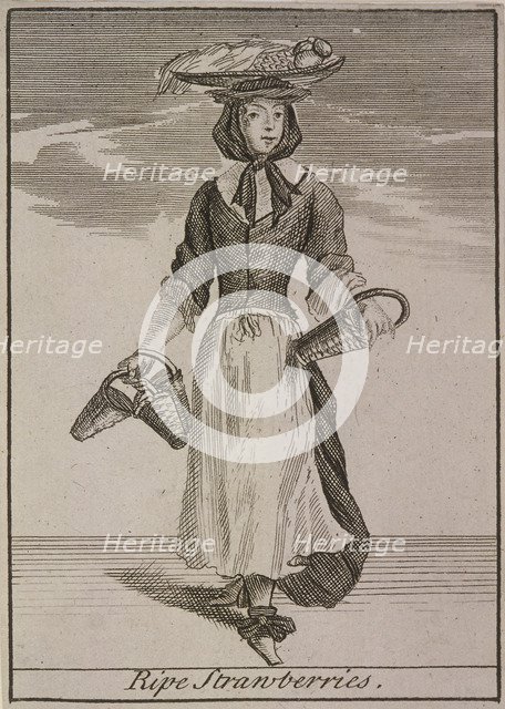 'Ripe Strawberries', Cries of London, (c1688?). Artist: Anon