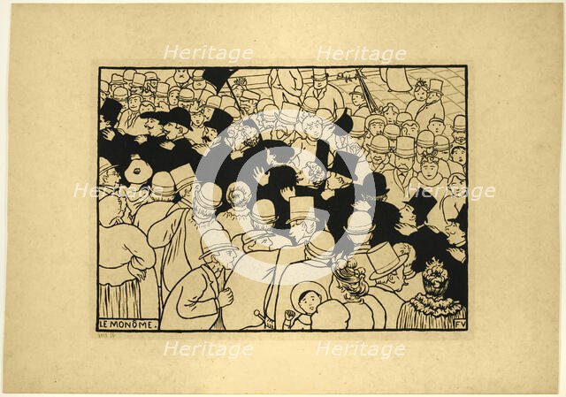 Parading through the Streets in Single File, 1893. Creator: Félix Vallotton.