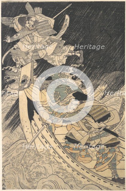 Minamoto Yoshitsune and His Retainer, the Monk Benkei..., late 18th century. Creator: Kitao Masayoshi.