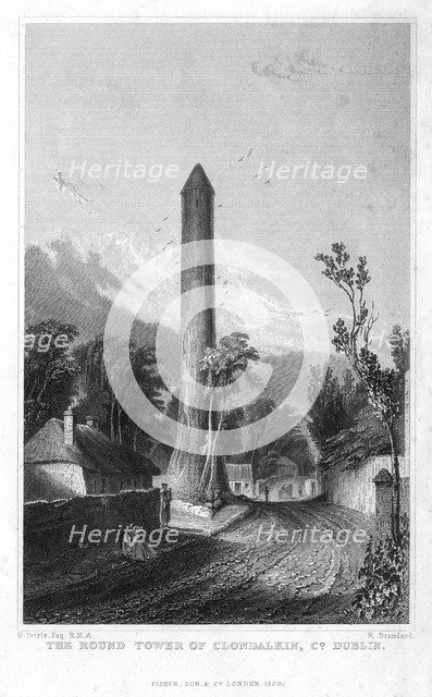 'The Round Tower of Clondalkin, County Dublin', Ireland, 1829.Artist: R Brandard