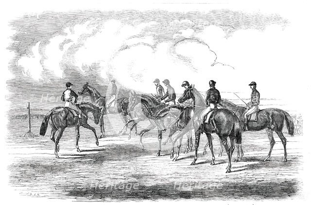 Epsom Spring Meeting...Preparing to Start for the Great Metropolitan Stakes, 1850. Creator: Unknown.