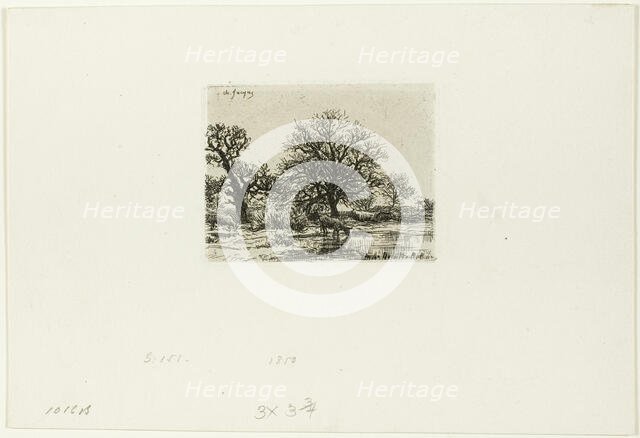 Trees and Cows near a Pond, 1850. Creator: Charles Emile Jacque.