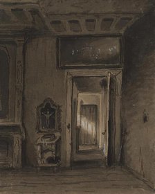 Room with Prie-dieu and Open Door, mid 19th century. Creator: Alfred Jacob Miller.