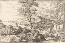 Landscape with Three Men, c. 1558/1559. Creator: Hans Sebald Lautensack.