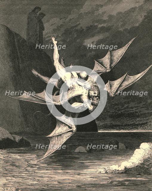 'But the other proved a goshawk...and in the boiling lake both fell', c1890.  Creator: Gustave Doré.