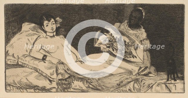 Olympia (small plate), 1867. Creator: Edouard Manet.