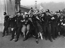 Outside Buckingham Palace when the Beatles received their MBEs, London, 26 October 1965. Artist: Unknown