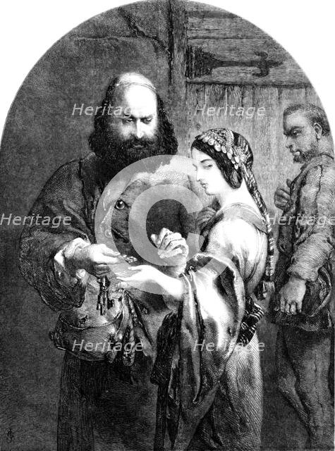 "Shylock and Jessica" - drawn by John Gilbert, 1854. Creator: Unknown.