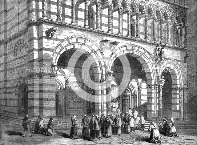 Portion of the façade of Lucca Cathedral, 1860. Creator: Unknown.