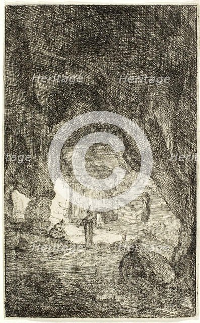 Grotto and Friars, from The Ruins of Rome, 1639/1640. Creator: Bartholomeus Breenbergh.