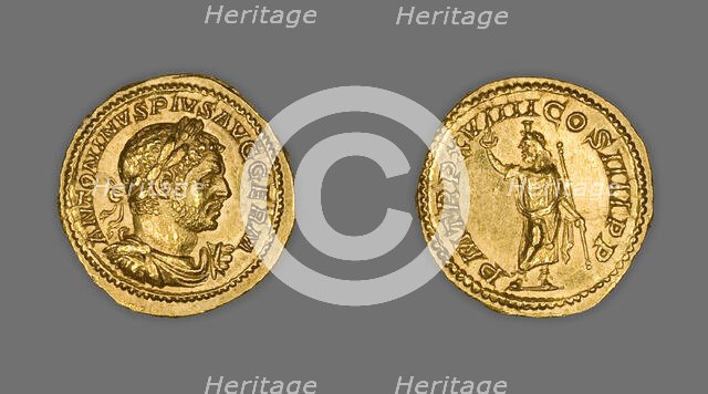 Aureus (Coin) Portraying Emperor Caracalla, 216, issued by Caracalla. Creator: Unknown.