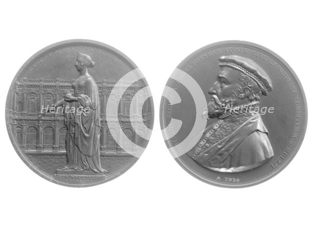 Bronze medallions of Queen Victoria and Sir Thomas Gresham, 1844. Artist: Unknown