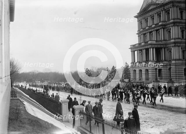 Boy Scouts - Visit of Sir Robert Baden-Powell To DC Reviewing Parade from White House Portico, 1911. Creator: Harris & Ewing.