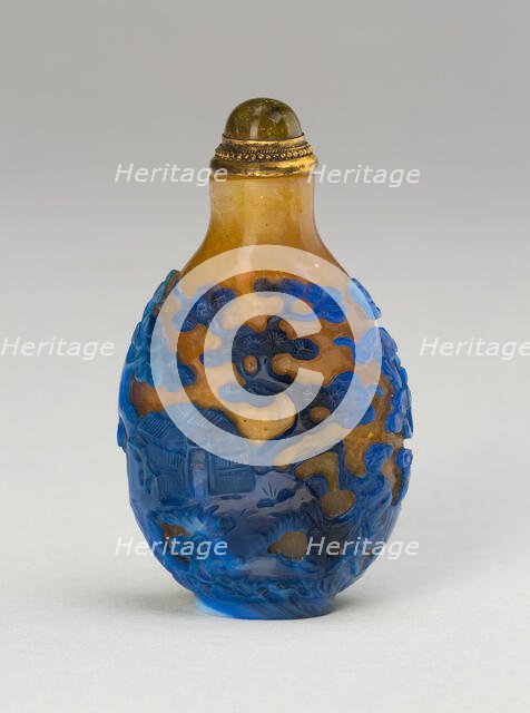 Snuff Bottle with a Figure on Mule in Landscape, Qing dynasty (1644-1911), 1760-1820. Creator: Unknown.