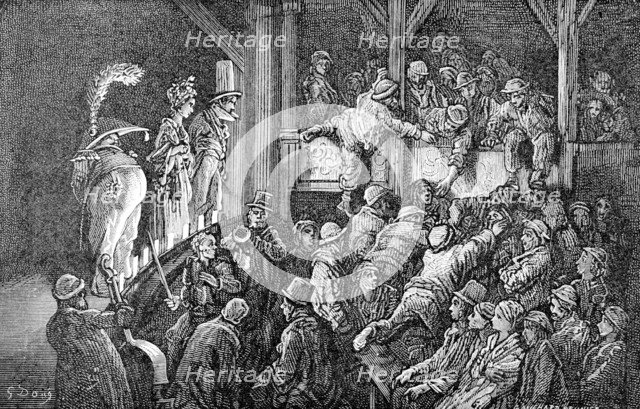 'The Penny Gaff', 1872. Artist: Gauchard Brunier