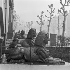 Egyptian sphinxes, Richmond Avenue, Islington, London, 1960-1965. Artist: John Gay