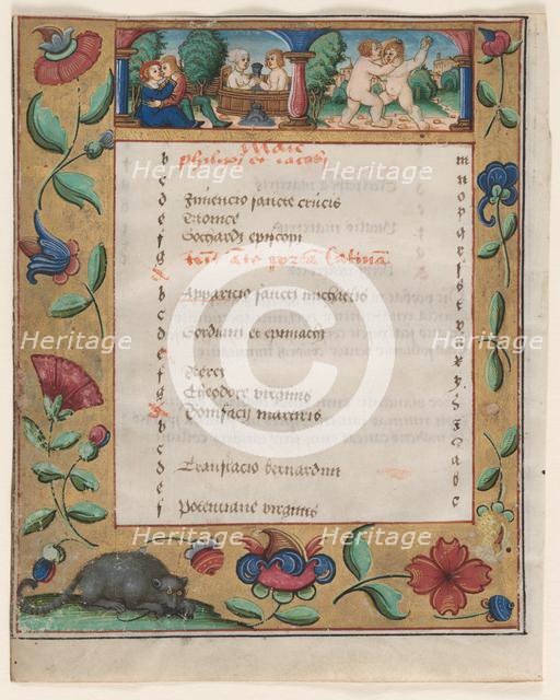 Leaf from a Psalter and Prayerbook: Calendar Page with Labors (verso), c. 1524. Creator: Unknown.