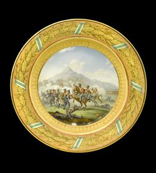 Dessert plate depicting the Battle of Talavera, Spain, 1809 (1818). Artist: Unknown.