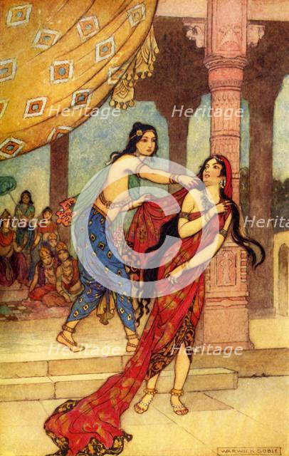 'The Ordeal of Queen Draupadi', 1913. Creator: Warwick Goble.
