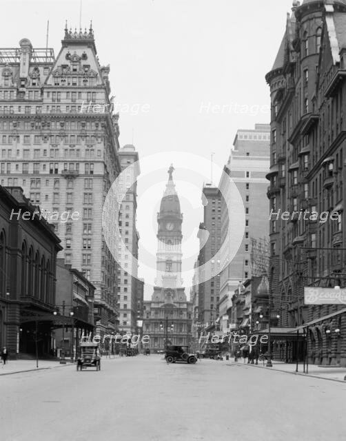 Broad Street and City Hall tower, Philadelphia, Pa., c.between 1910 and 1920. Creator: Unknown.