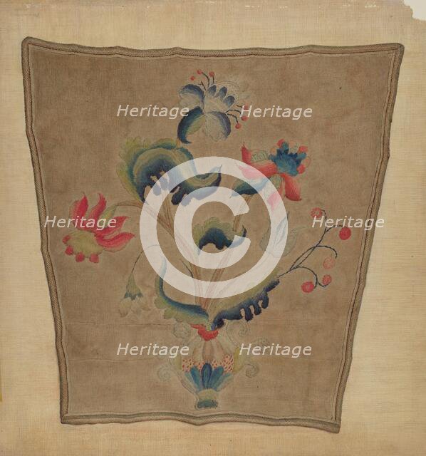 Crewel Embroidery Chair Piece, c. 1937. Creator: Lawrence Peterson.