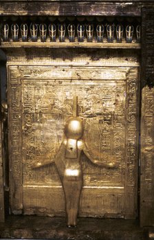 Golden sarcophagus of the Egyptian Pharoah Tutenkhamen, c1325 BC. Artist: Unknown