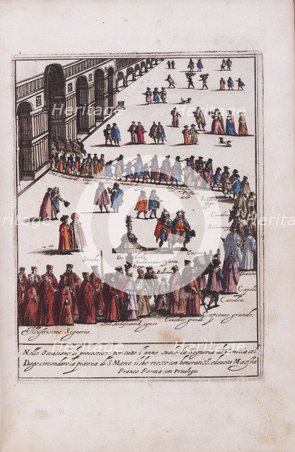 Procession of the Doge and his entourage in the Piazza San Marco in Venice, 1609.