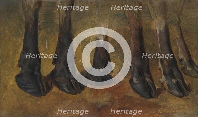 Study of six hooves, 1855. Creator: Anders Monsen Askevold.