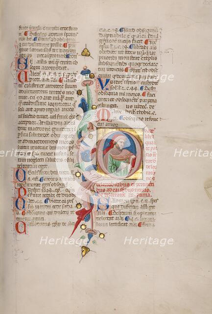 Initial Q: Bust Portrait of a Bearded Man; Compendium moralium notabilium, early 15th century. Creator: Cristoforo Cortese.