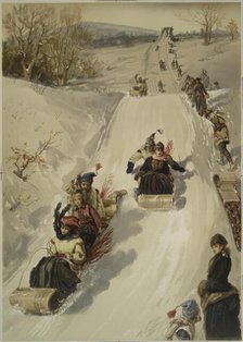 The sledding, c.1880. Creator: Sandham, Henry (1842-1910).