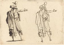 Man seen from Behind with His Right Arm Extended, c. 1617. Creator: Jacques Callot.