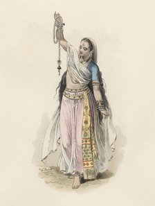 Hindustan woman in the modern age, color engraving 1870.