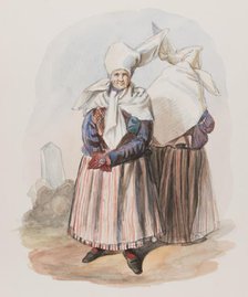 Apparel - Woman front and back. Östergötland, Finspång, Skedevi. (c1860s). Creator: Vilhelm Wallander.