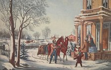 American Country Life, Pleasures of Winter, pub. 1855,  Currier & Ives (Colour Lithograph) 