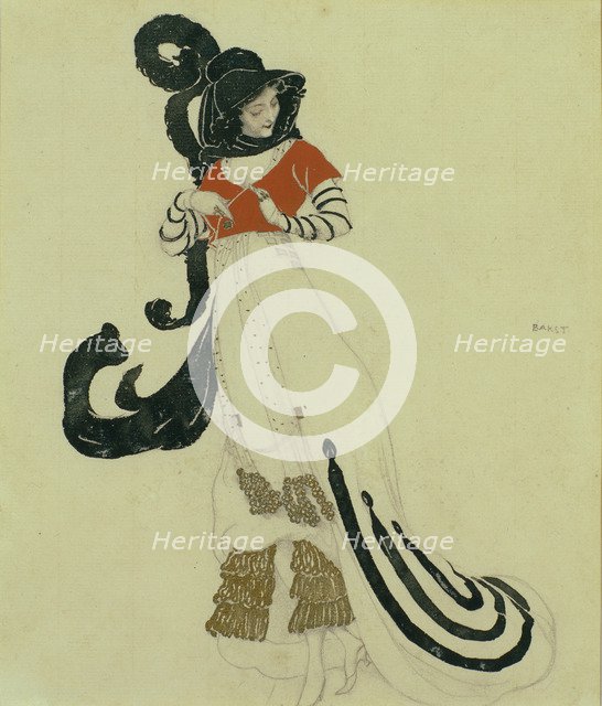 Fancy Dress Costume Design, c. 1914. Artist: Bakst, Léon (1866-1924)