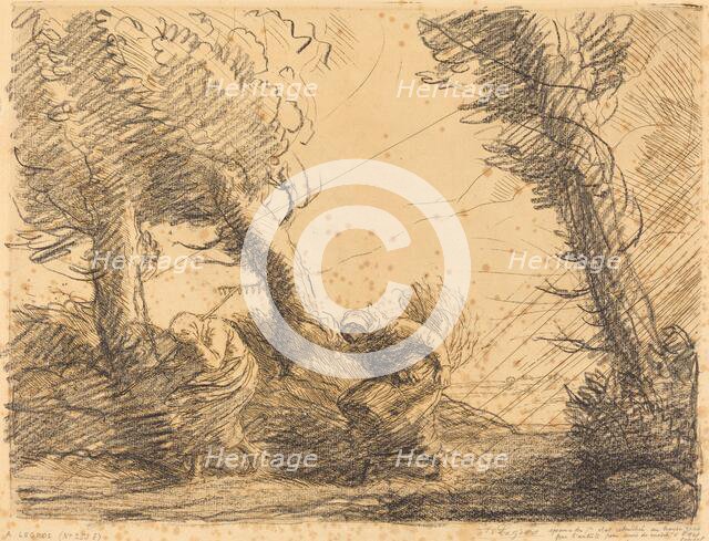 Harvesters Surprised by the Storm (Moissoneuses surprises par l'orage). Creator: Alphonse Legros.