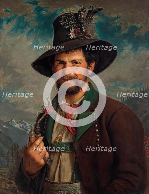 Tyrolean farmer in Stubai traditional costume, 1881. Creator: August Pezzey the Elder.