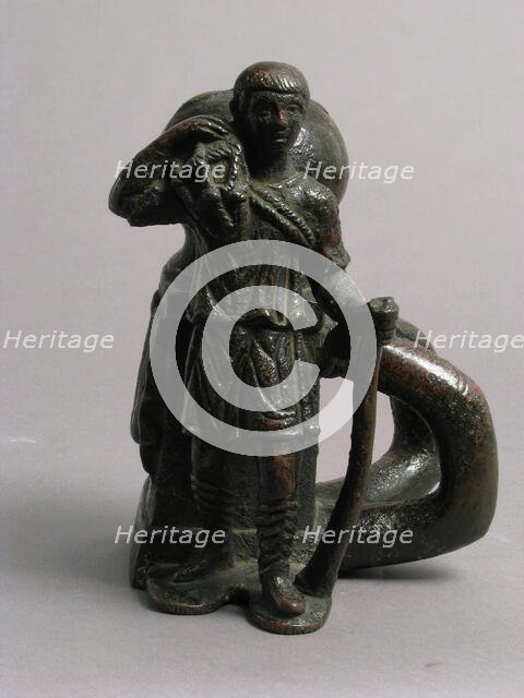 Bollard with a Fisherman, Late Roman or Byzantine, early 5th century. Creator: Unknown.