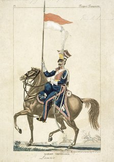 French lancer of the Imperial Guard, Napoleonic Wars, c1815. Artist: Unknown.